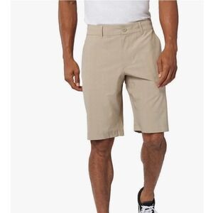 HANG TEN Men's Classic Hybrid Golf Shorts Zip Pocket Glenn Plaid Tan Khaki SZ 40